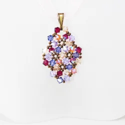 Pendant 30cm - Terence Rhombus S-Salmon Organza - Pendant 30cm - Laiton bronze